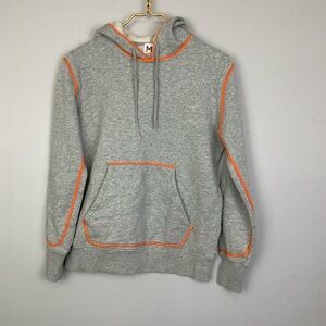 Madeleine Thompson Sz XS Heather Gray Orange Trim Hooded Sweatshirt Hoodie